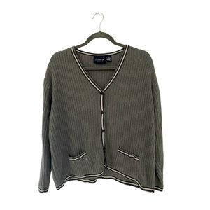 90s Liz Claiborne ribbed grey cardigan